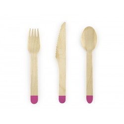 18 Couverts en bois fuschia