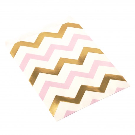 Sachets chevron rose et or