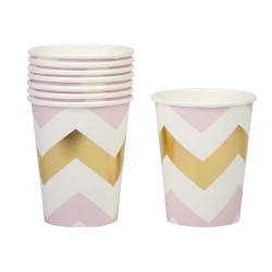 Gobelets chevron rose et or x8