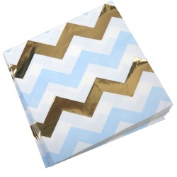 Serviette chevron bleu et or x16