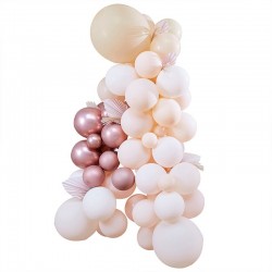 Guirlande de 70 ballons rose gold et pampas