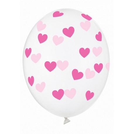 Ballon transparent coeur fuschia