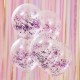 5 Ballons transparents confettis lilas