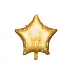 Ballon étoile dorée "happy birthday" 