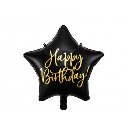 Ballon mylar "birthday" étoile noire