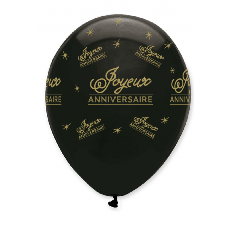 Sachet de 6 ballons terracotta or confettis joyeux anniversaire