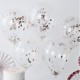 Ballon transparent et confettis rose gold