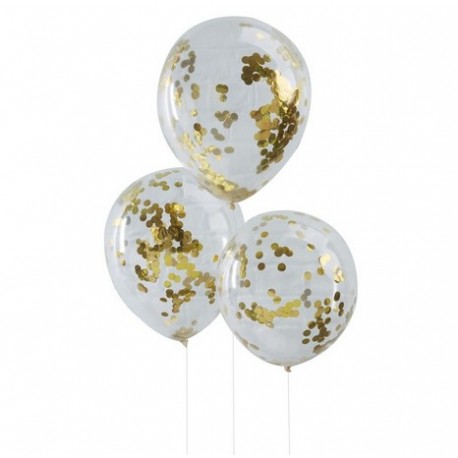 Ballon transparent et confettis dorés