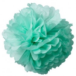 Pompons en papier menthe