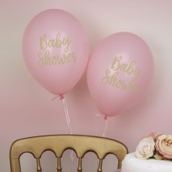 8 Ballons baby shower rose