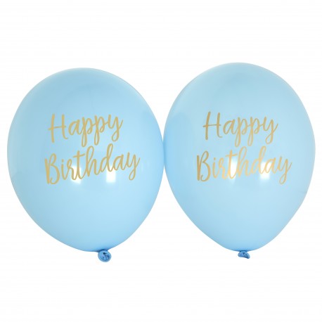 8 Ballons happy birthday bleu - décoration anniversaire