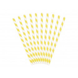 10 Pailles à rayures jaunes