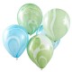 10 Ballons marbrés bleu et vert