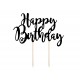 Cake topper noir "happy birthday"