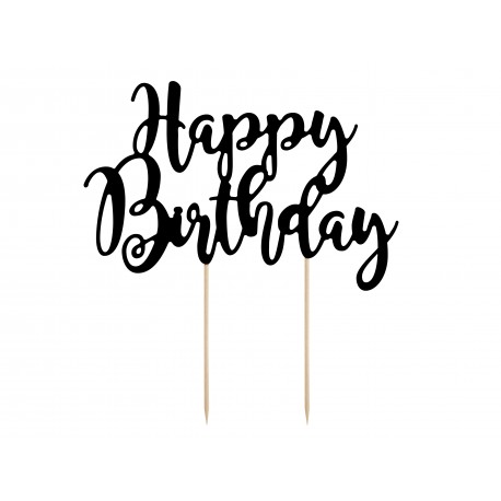 Cake topper noir "happy birthday"