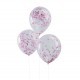 5 Ballons confettis roses