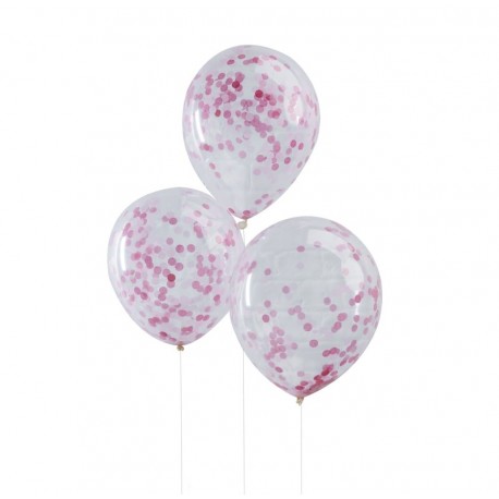5 Ballons confettis roses