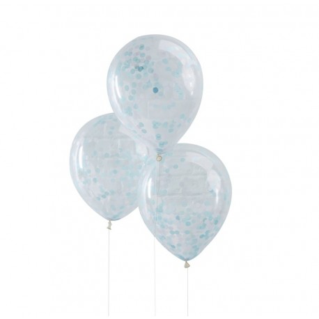 5 Ballons confettis bleus