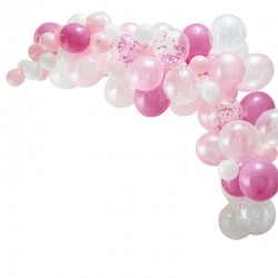 Guirlande de 70 ballons roses et blancs