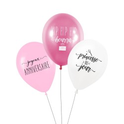 Lot de 3 ballons "princesse du jour"