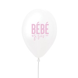 Ballon rose "bébé arrive" - 27cm
