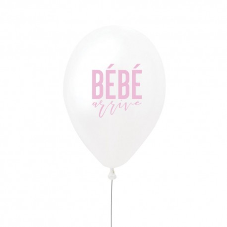 Ballon rose "bébé arrive" - 27cm